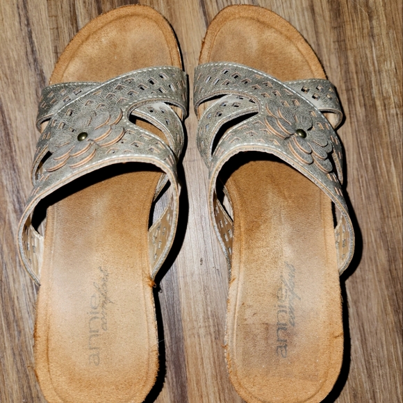 Annie Comfort Shoes Gold Wedge Sandal Poshmark